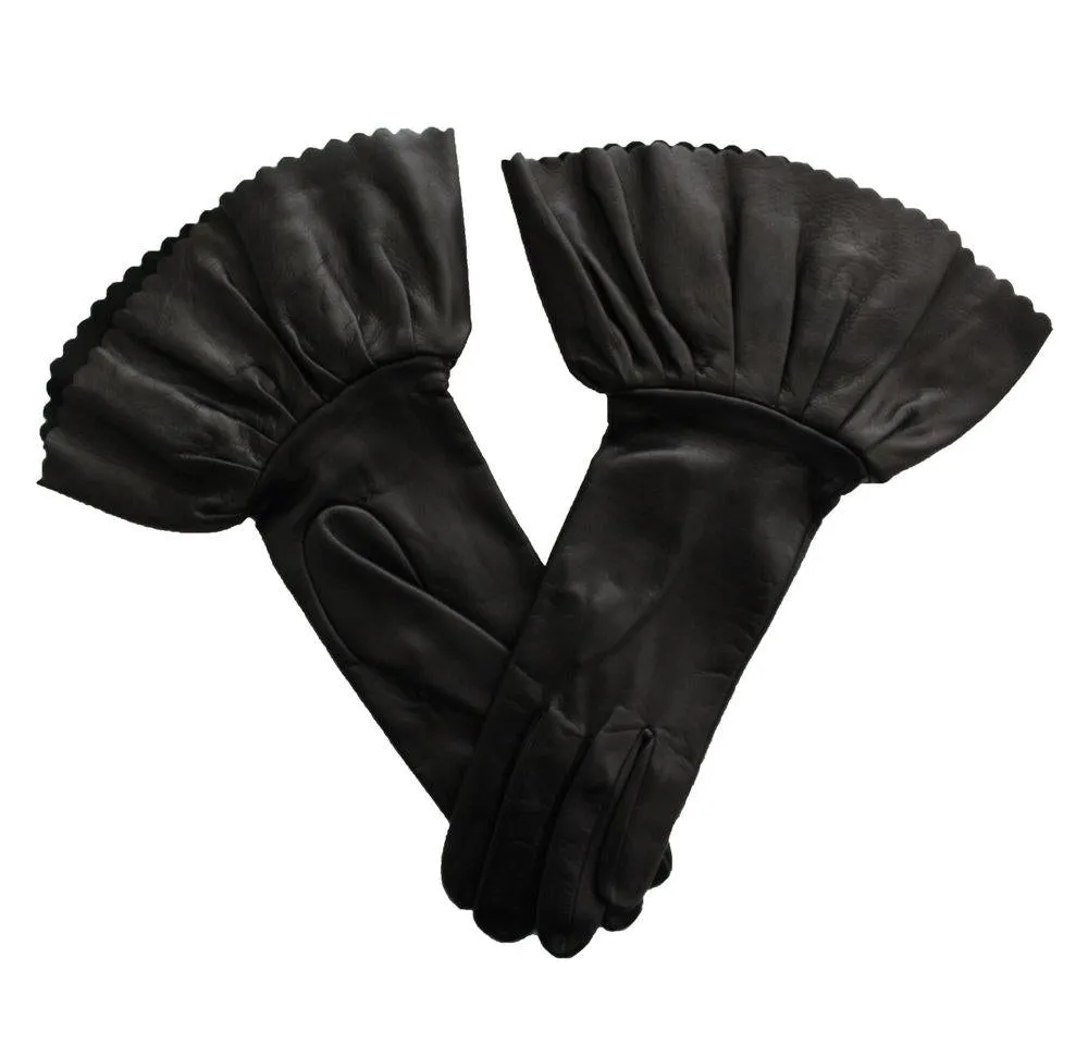 Danielle 3 - Women's Silk Lined Leather Gloves With Double Tiered Cuffs