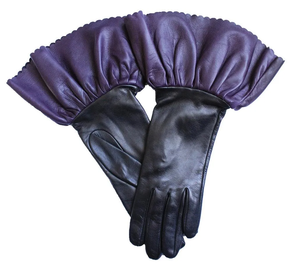 Danielle 3 - Women's Silk Lined Leather Gloves With Double Tiered Cuffs