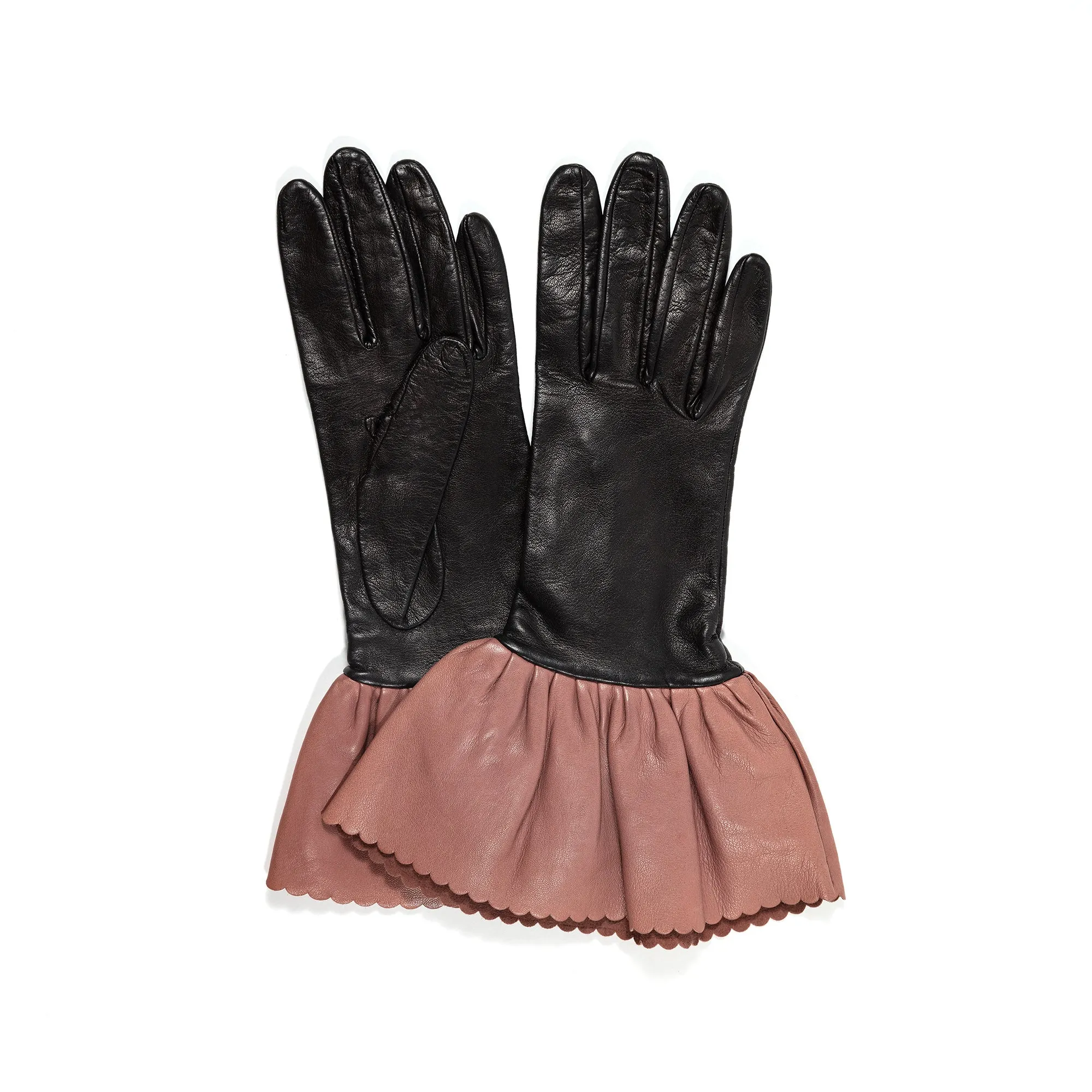 Danielle 3 - Women's Silk Lined Leather Gloves With Double Tiered Cuffs