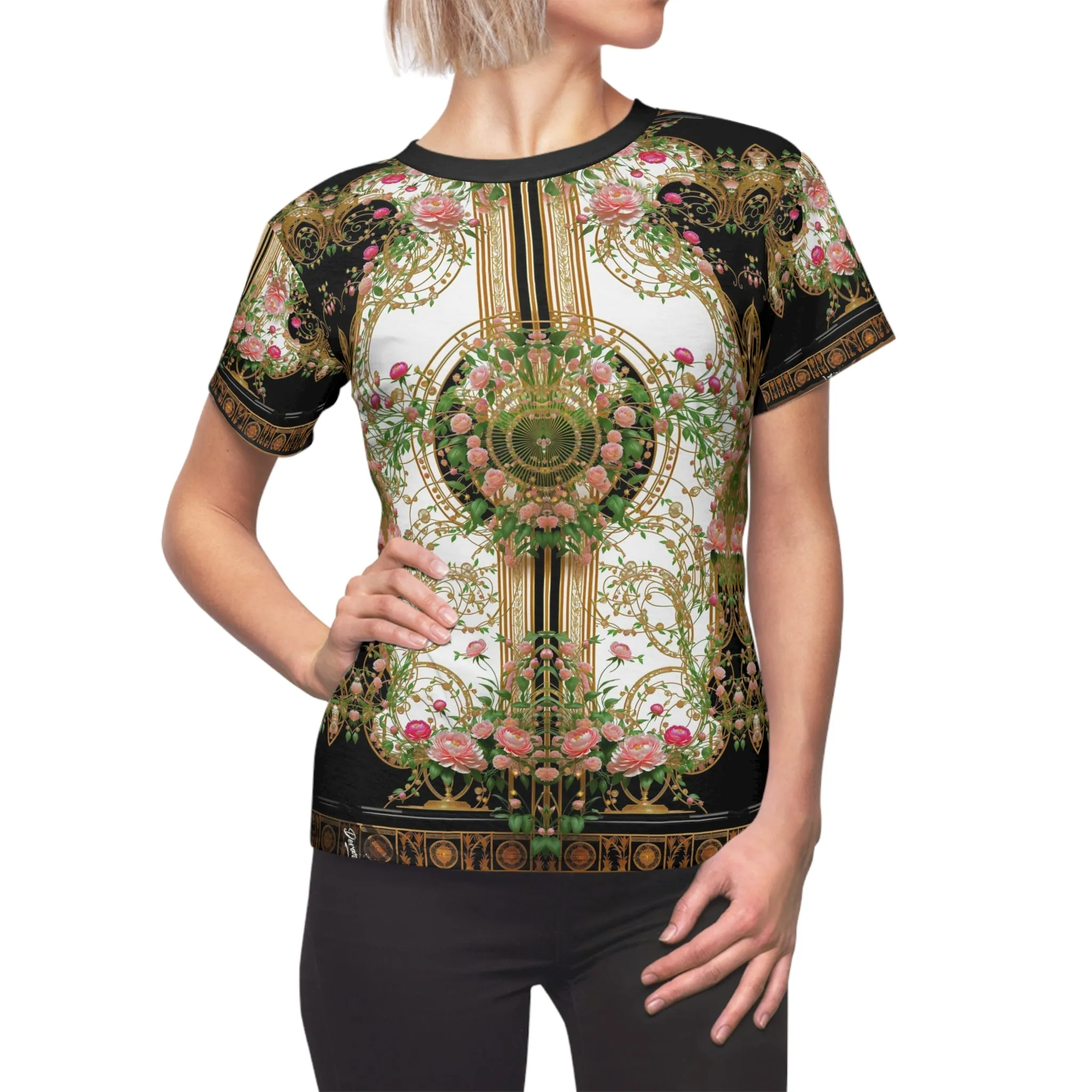 Decorative Floral T-Shirt Unisex Tee AOP T-Shirt Floral Print Tee Shirt Unisex Baroque Tshirt | D20207B