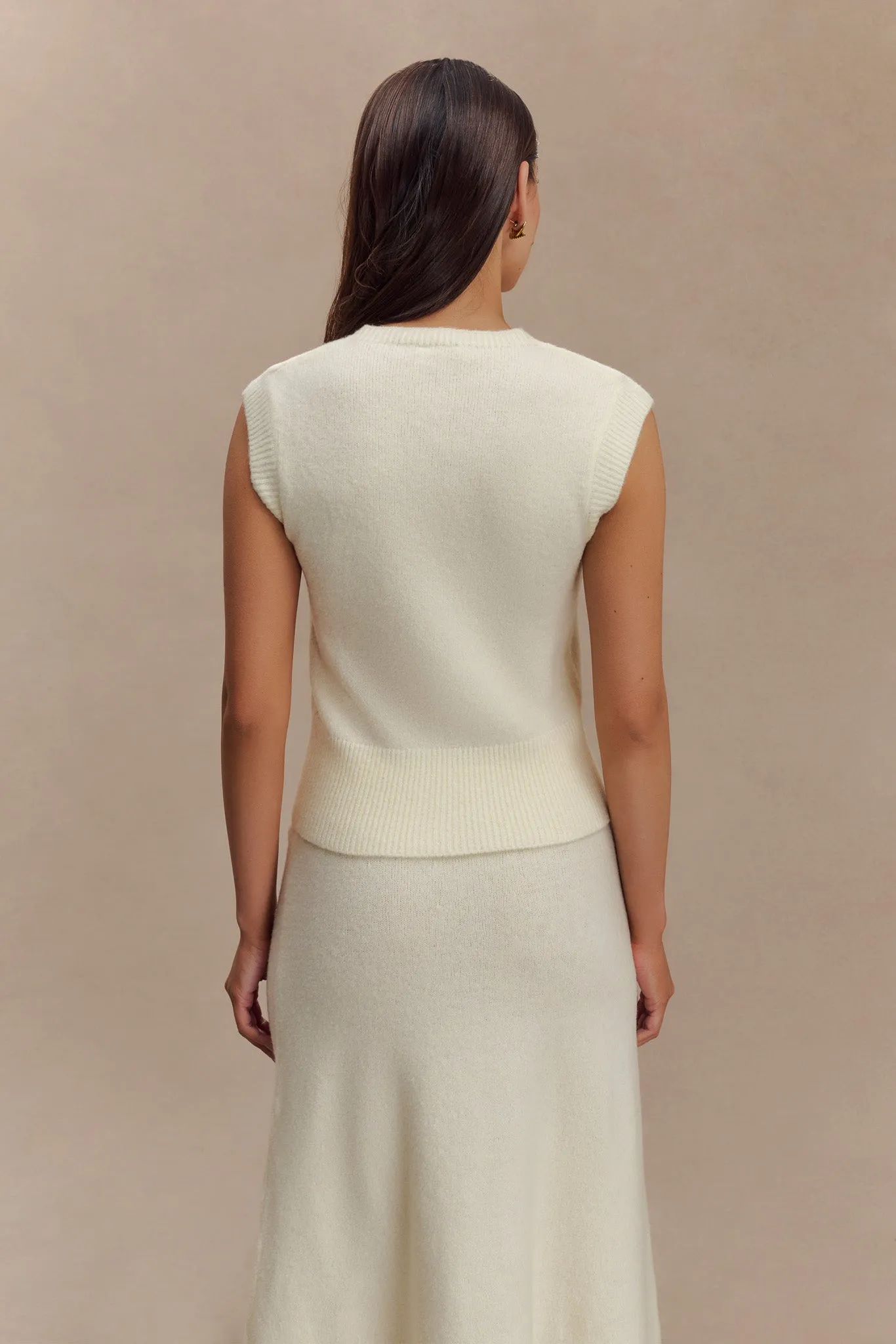 Dionne Sleeveless Knit Vest - Ivory Marle