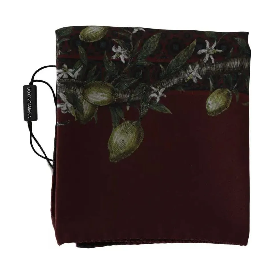 Dolce & Gabbana Bordeaux 100% Silk Floral Wrap Women Scarf