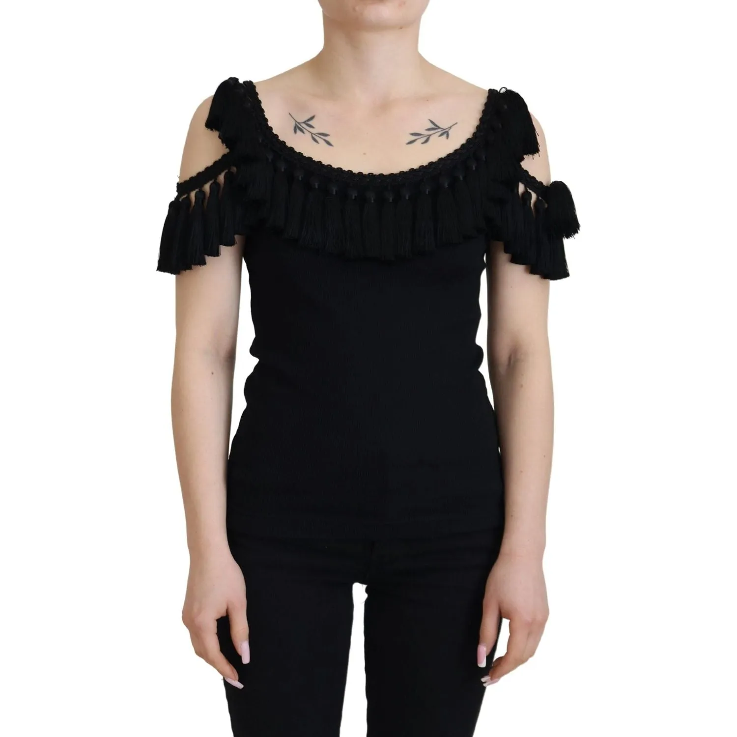 Dolce & Gabbana Elegant Black Cotton Tank Top Blouse