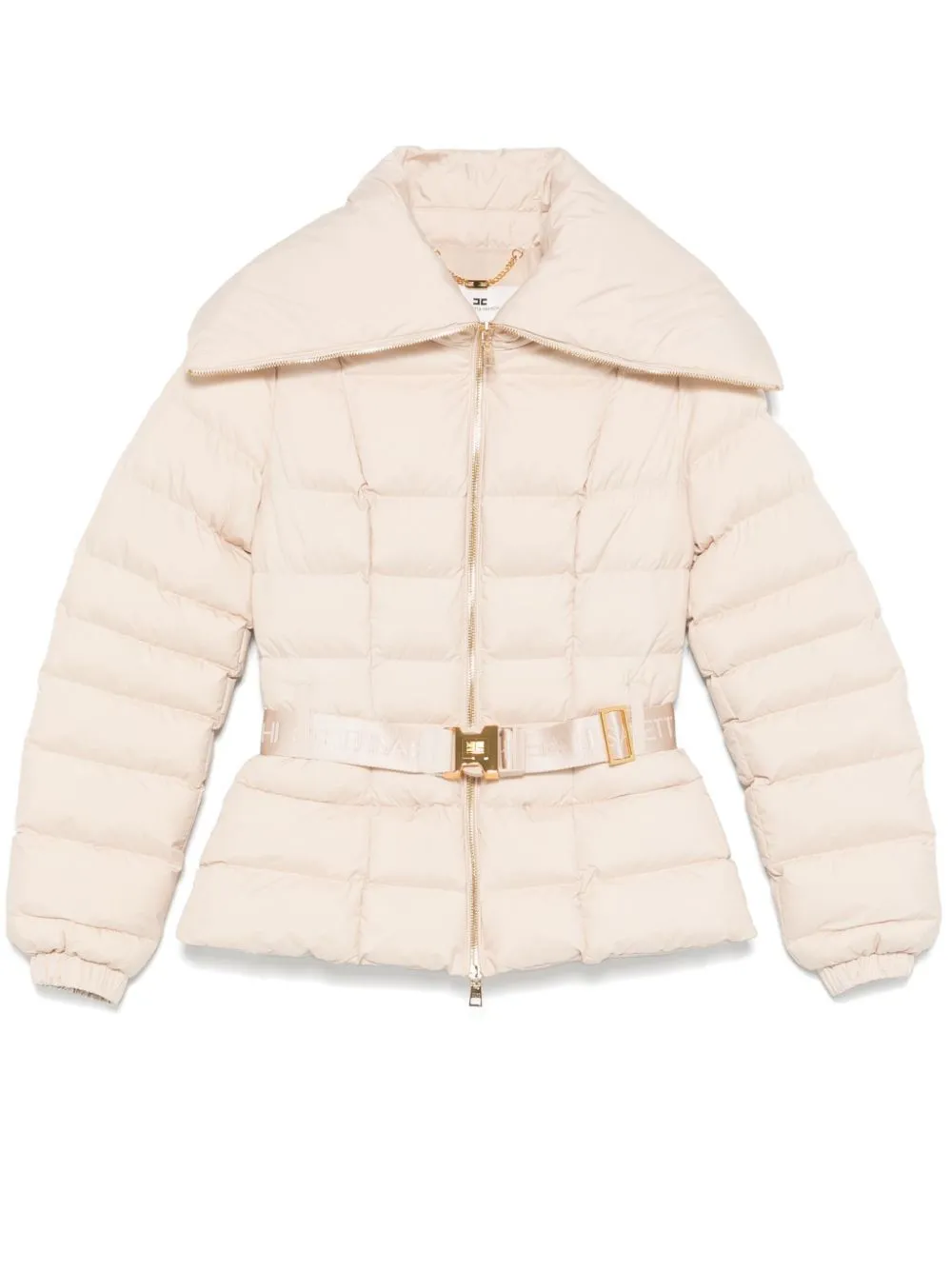 ELISABETTA FRANCHI Quilted Nude Jacket with Golden Zip