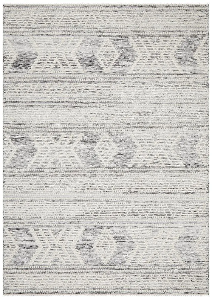 Esha Woven Tribal Rug Silver Grey