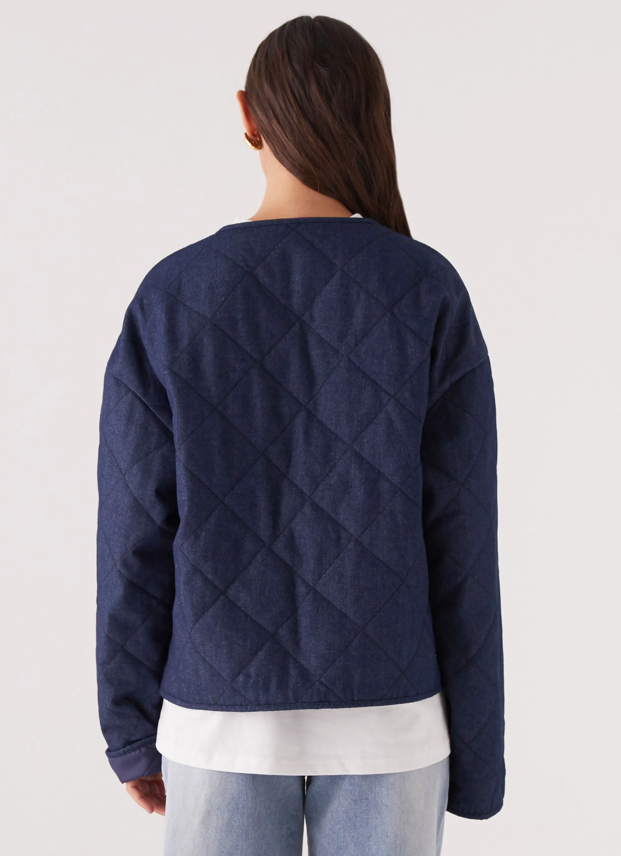 Faded Fall Quilted Jacket - Vintage Blue Wash