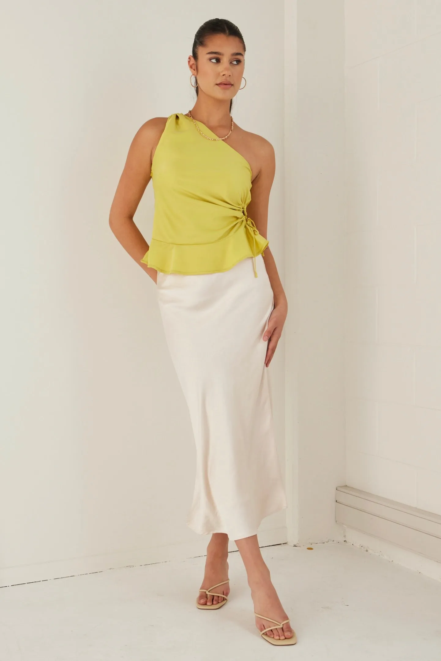 Fairytale Citron One Shoulder Cutout Top