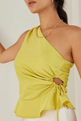 Fairytale Citron One Shoulder Cutout Top