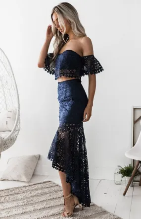 Flaunt your Flair Crochet Two piece skirt set | Crop top and skirt set | Lace Dress | Two piece maxi dress