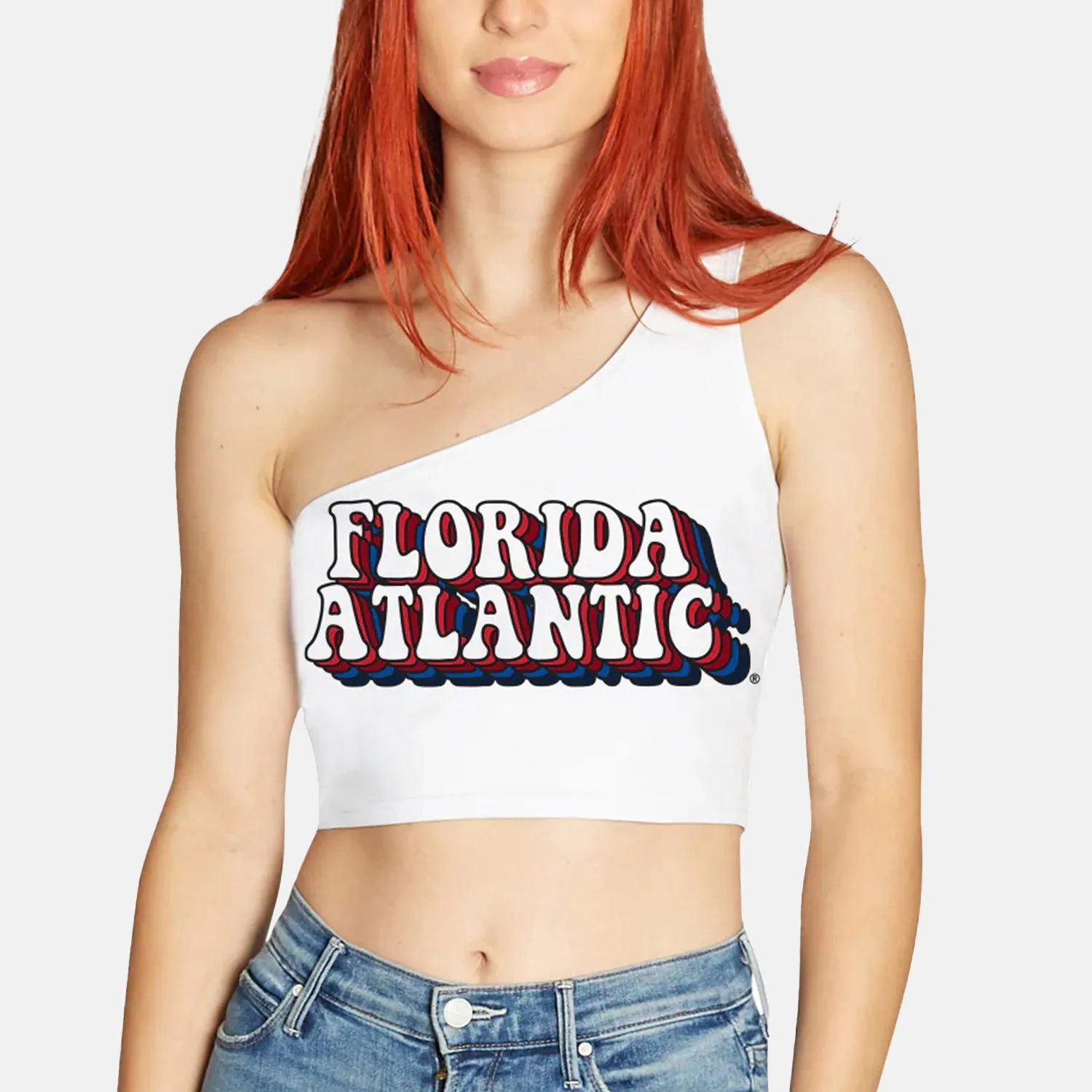 Florida Atlantic White One Shoulder Top