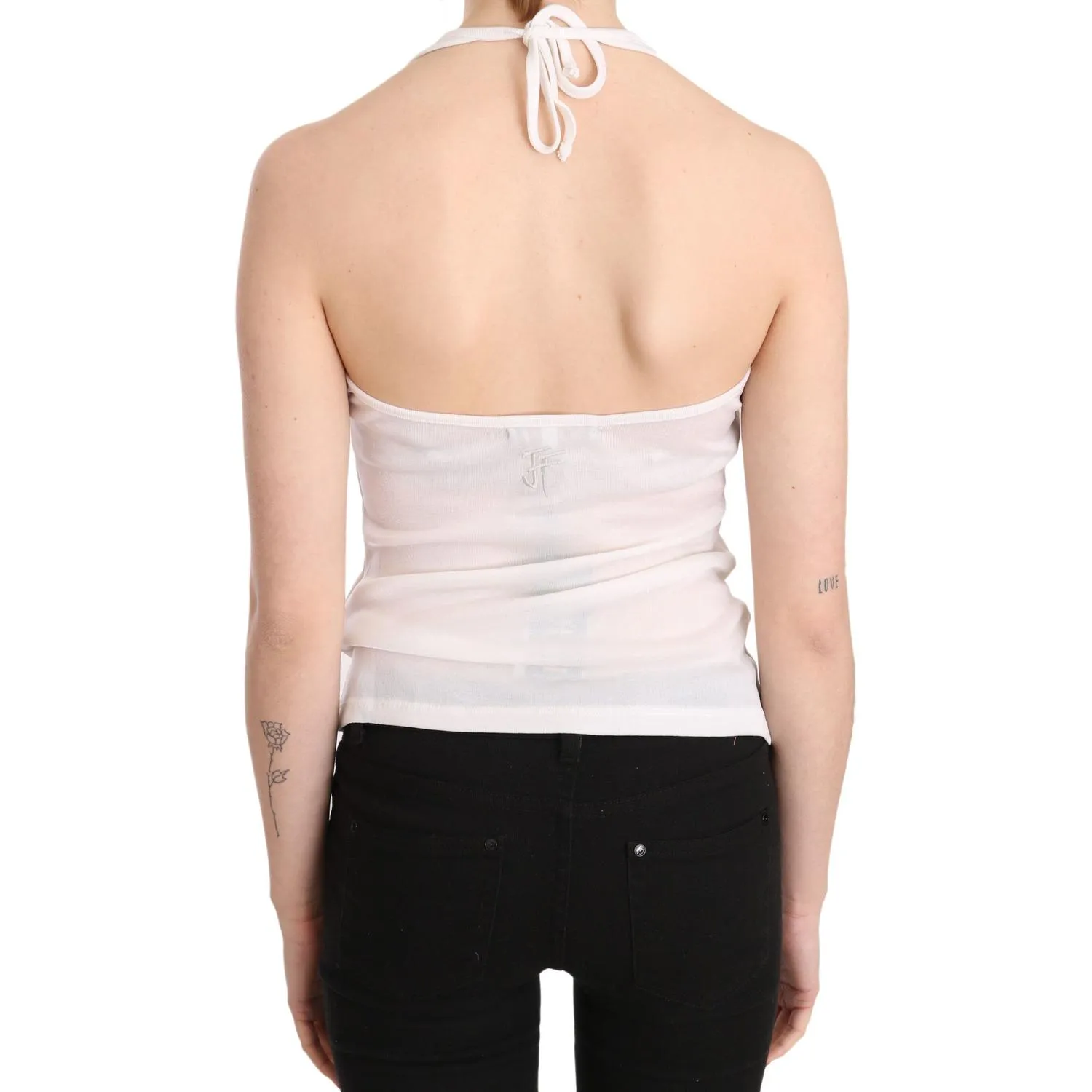 GF Ferre Elegant White Halter Casual Tank Top