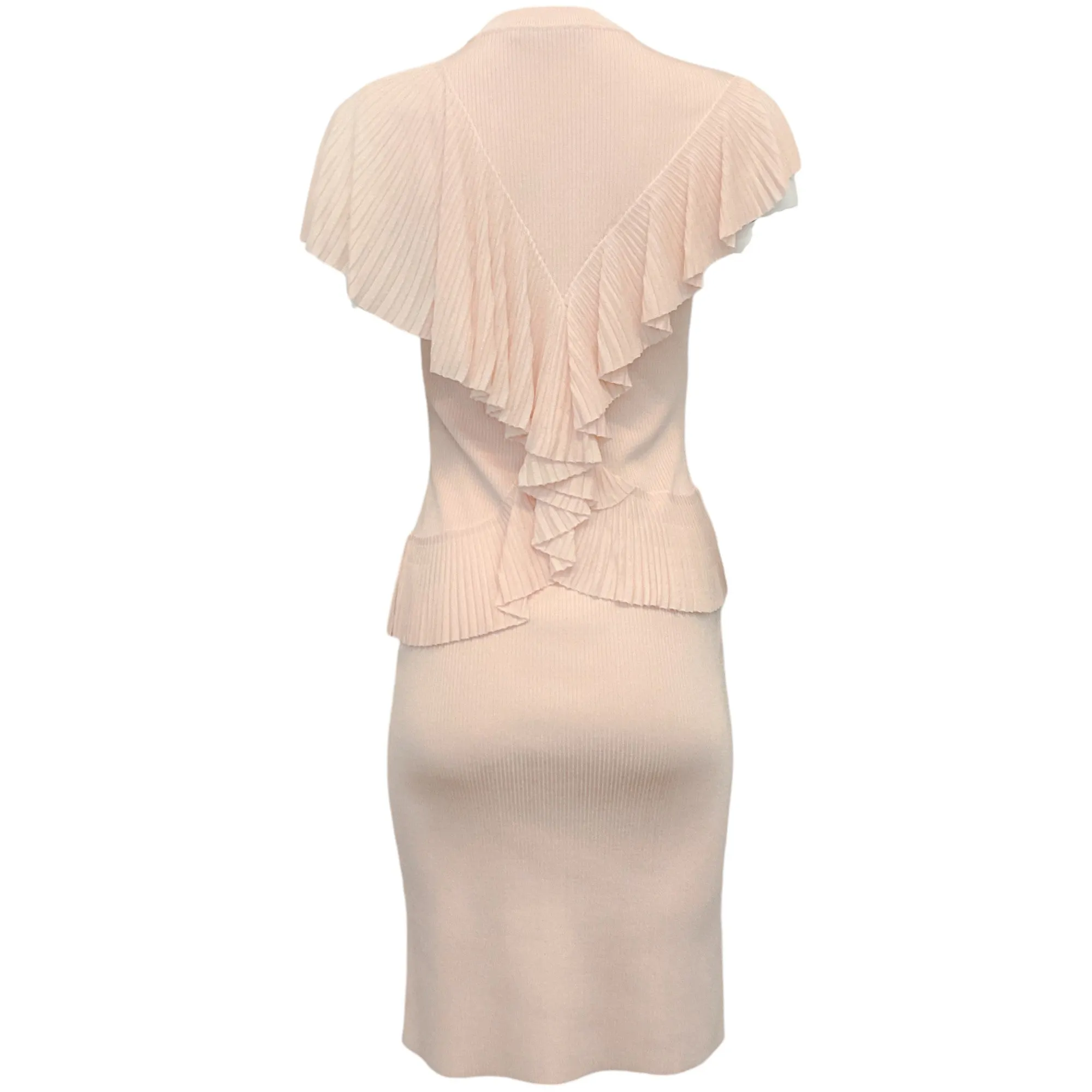 Givenchy Light Pink Rib Knit Dress with Flutter Sleeves