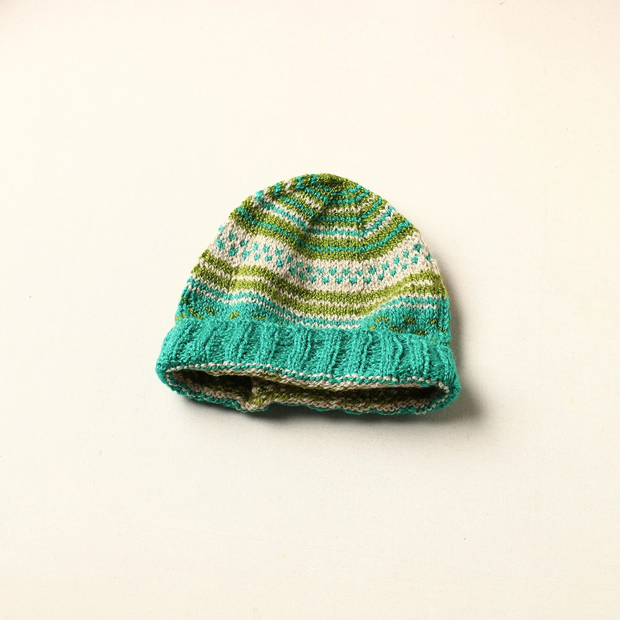 Green - Kumaun Hand Knitted Woolen Cap