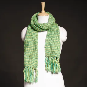 Green - Kumaun Hand Knitted Woolen Muffler (90 in)