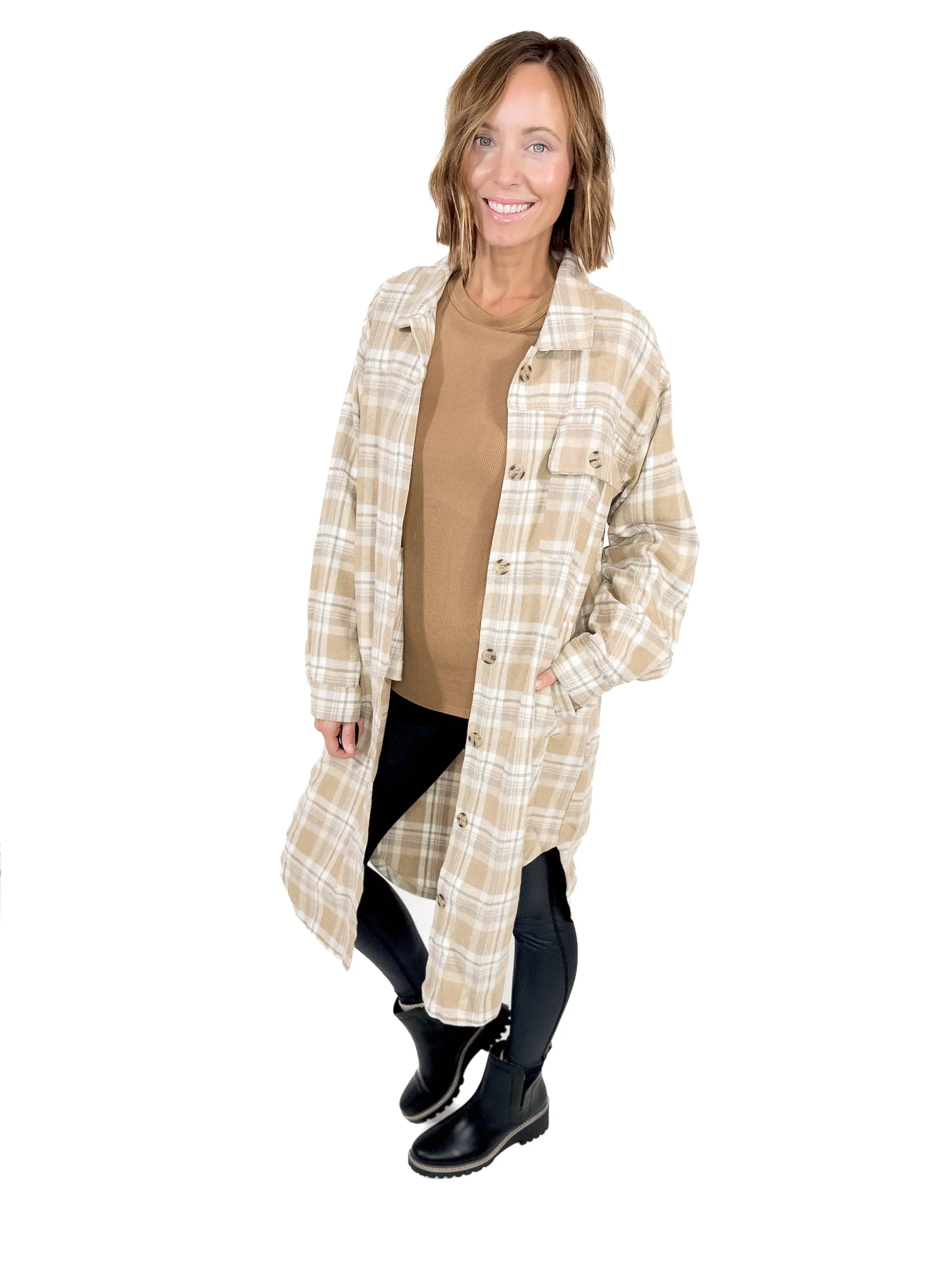 Hayden Plaid Shacket- MOCHA COMBO-FINAL SALE