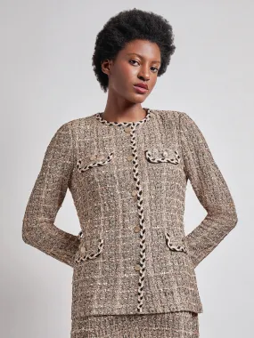 Heritage Fit Braid Trim Tweed Knit Jacket