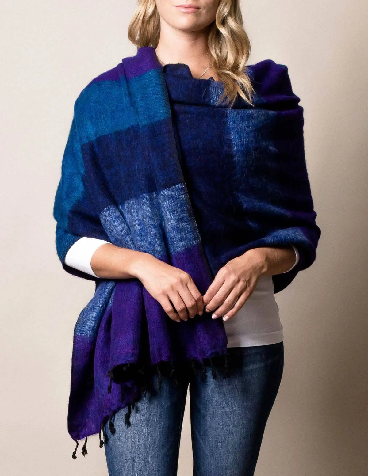 Himalayan Yak Wool Wrap - Blue