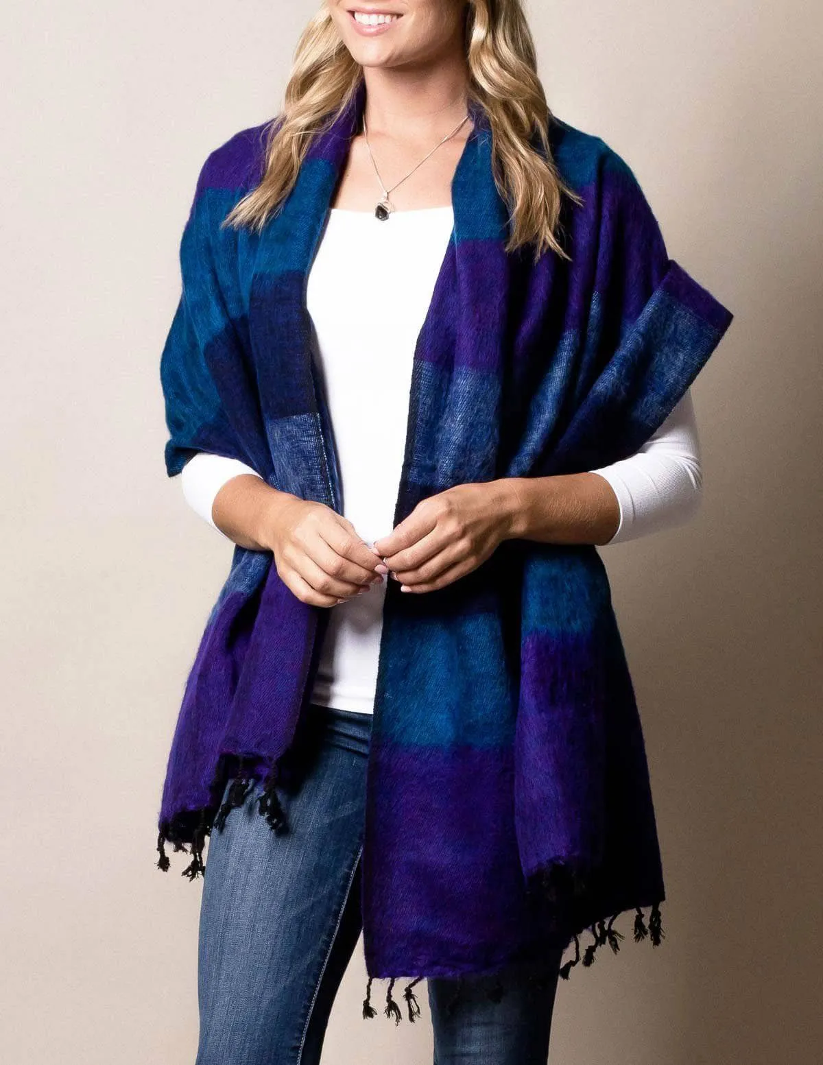 Himalayan Yak Wool Wrap - Blue