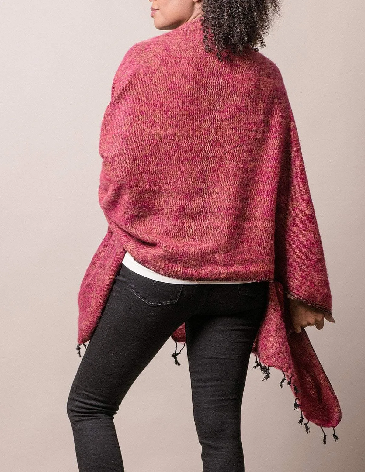 Himalayan Yak Wool Wrap - Raspberry