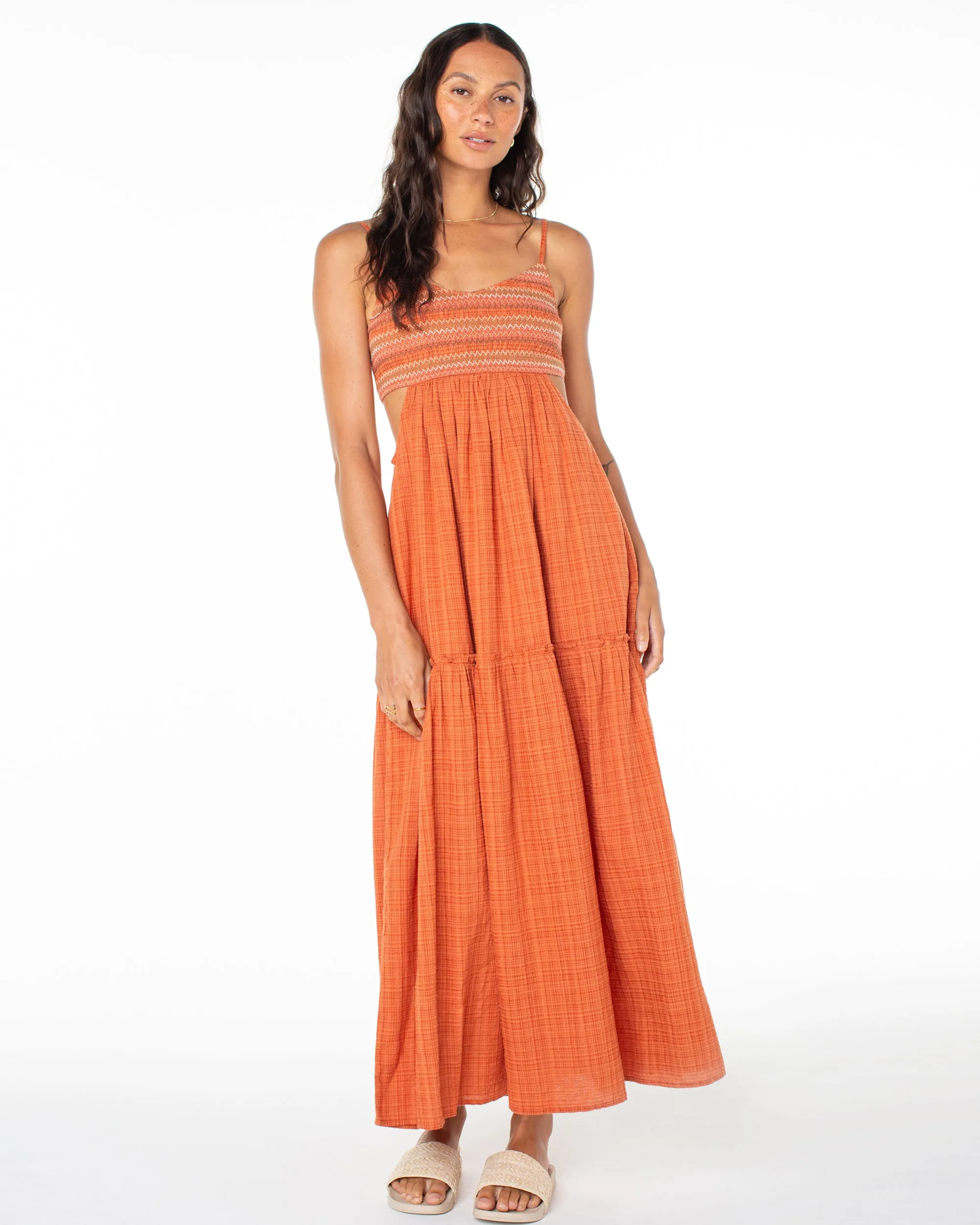 Hot Tropics Flowy Maxi Dress - Ginger Spice