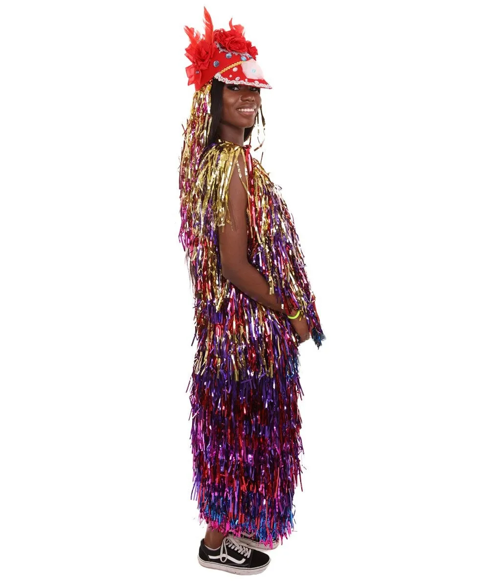 HPO Femme Two-Piece Costume - Extra Long Tinsel Top with Maxi Skirt