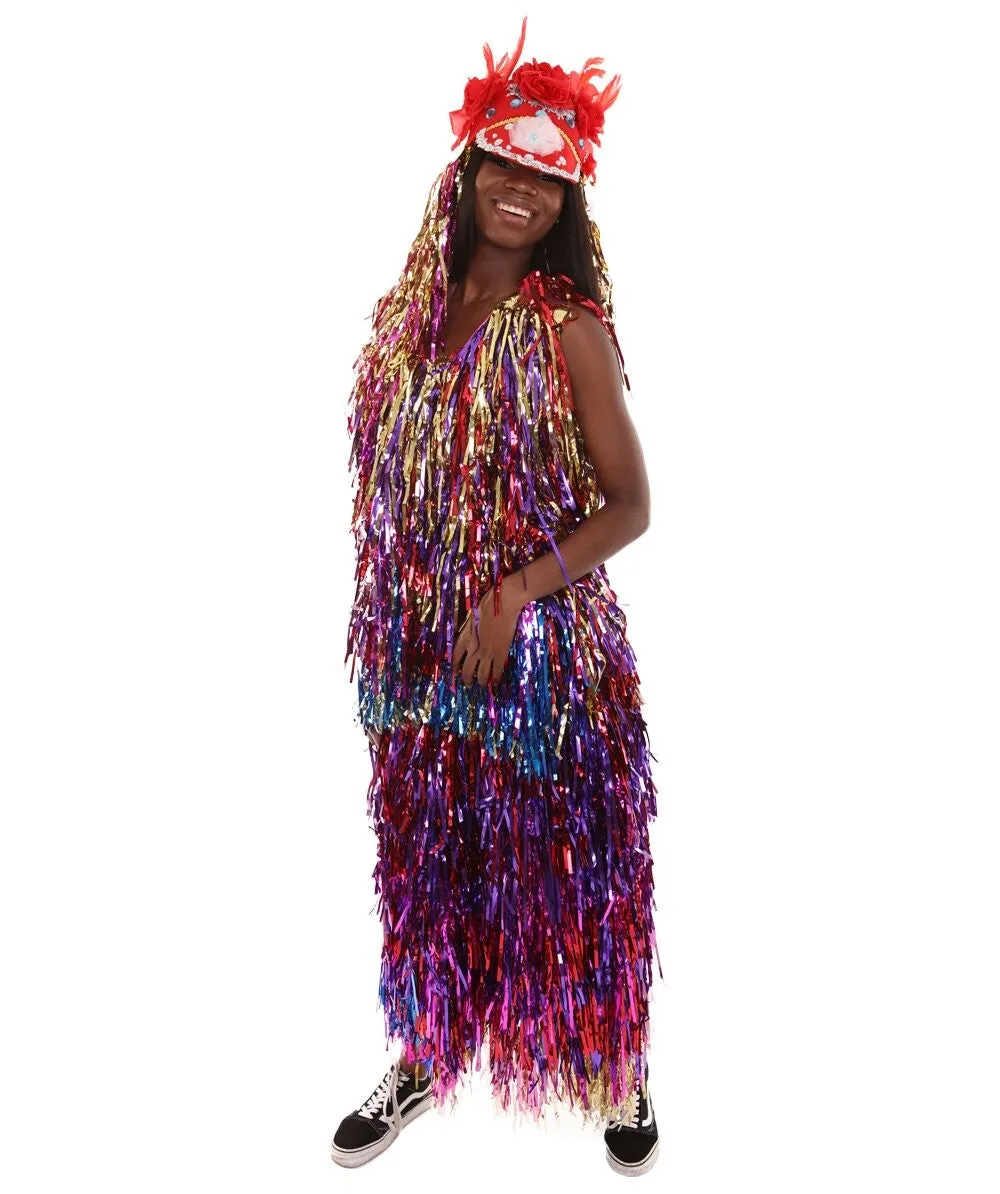 HPO Femme Two-Piece Costume - Extra Long Tinsel Top with Maxi Skirt