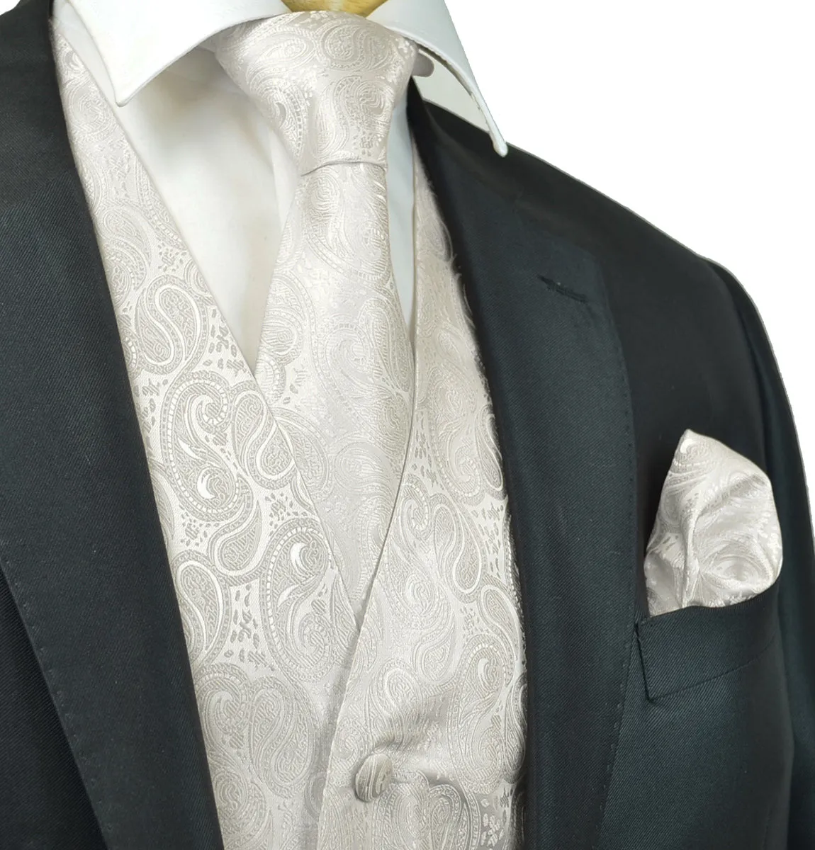 Ivory Paisley Tuxedo Vest Set