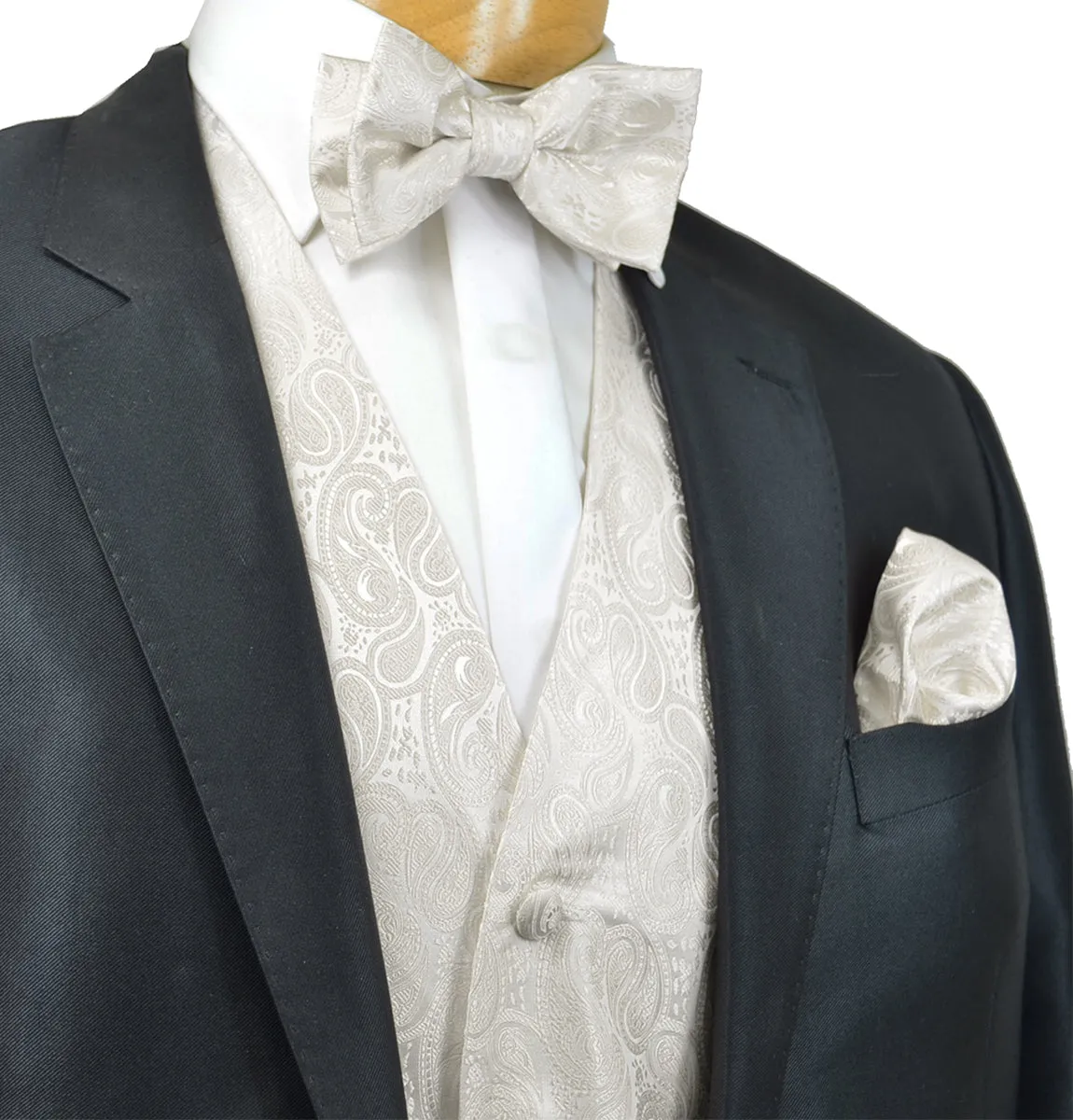 Ivory Paisley Tuxedo Vest Set