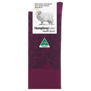 Jasmine on Berry Merino Wool Women's Crew Socks - Aussie Made