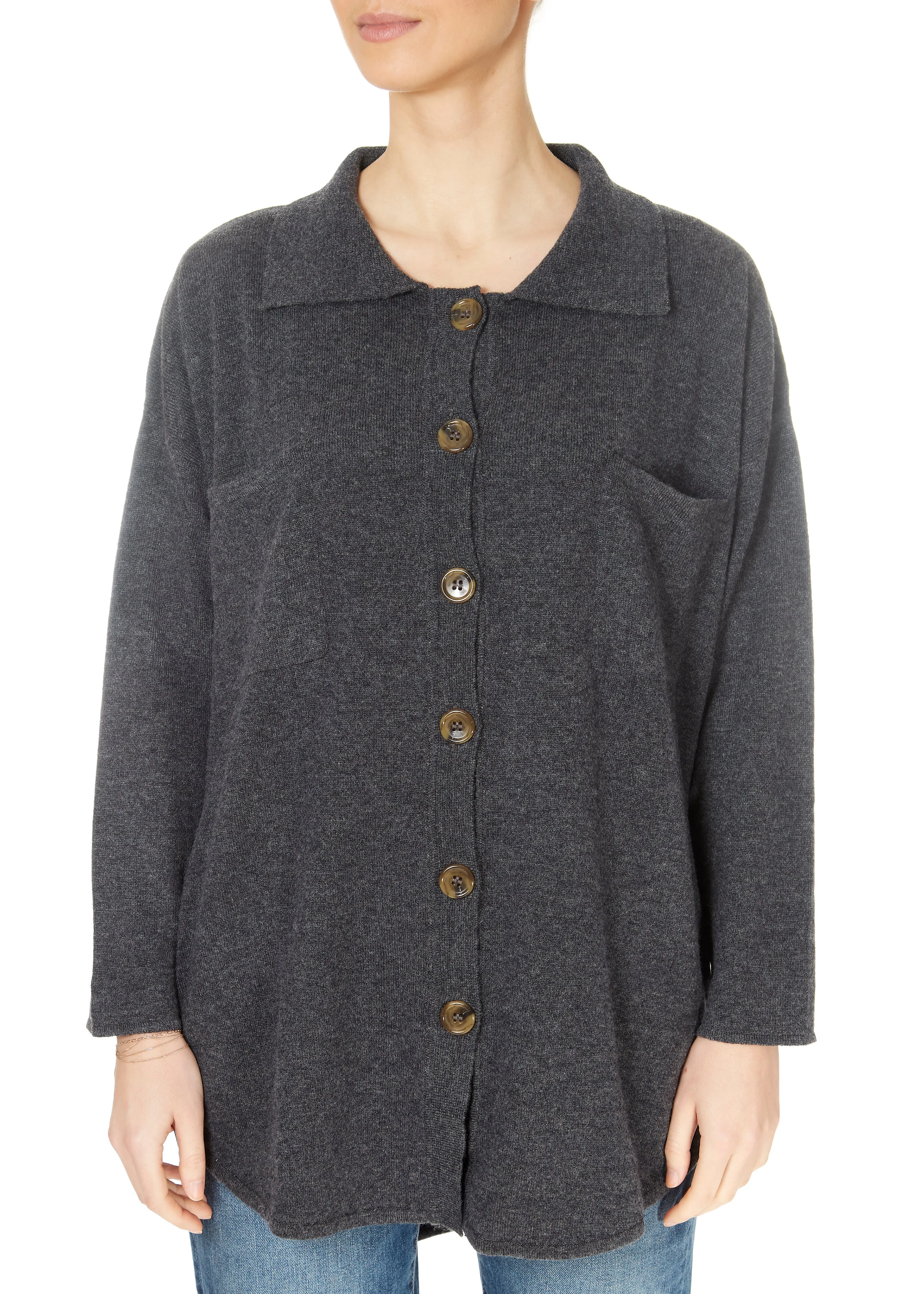 Jessimara Knitwear Tammy Graphite Marl Overshirt