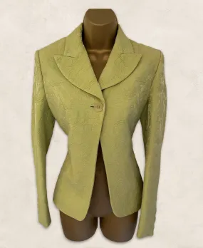 Karen Millen Lime Green Wool Mix Textured Shimmer Jacket UK 8 US 4 EU 36