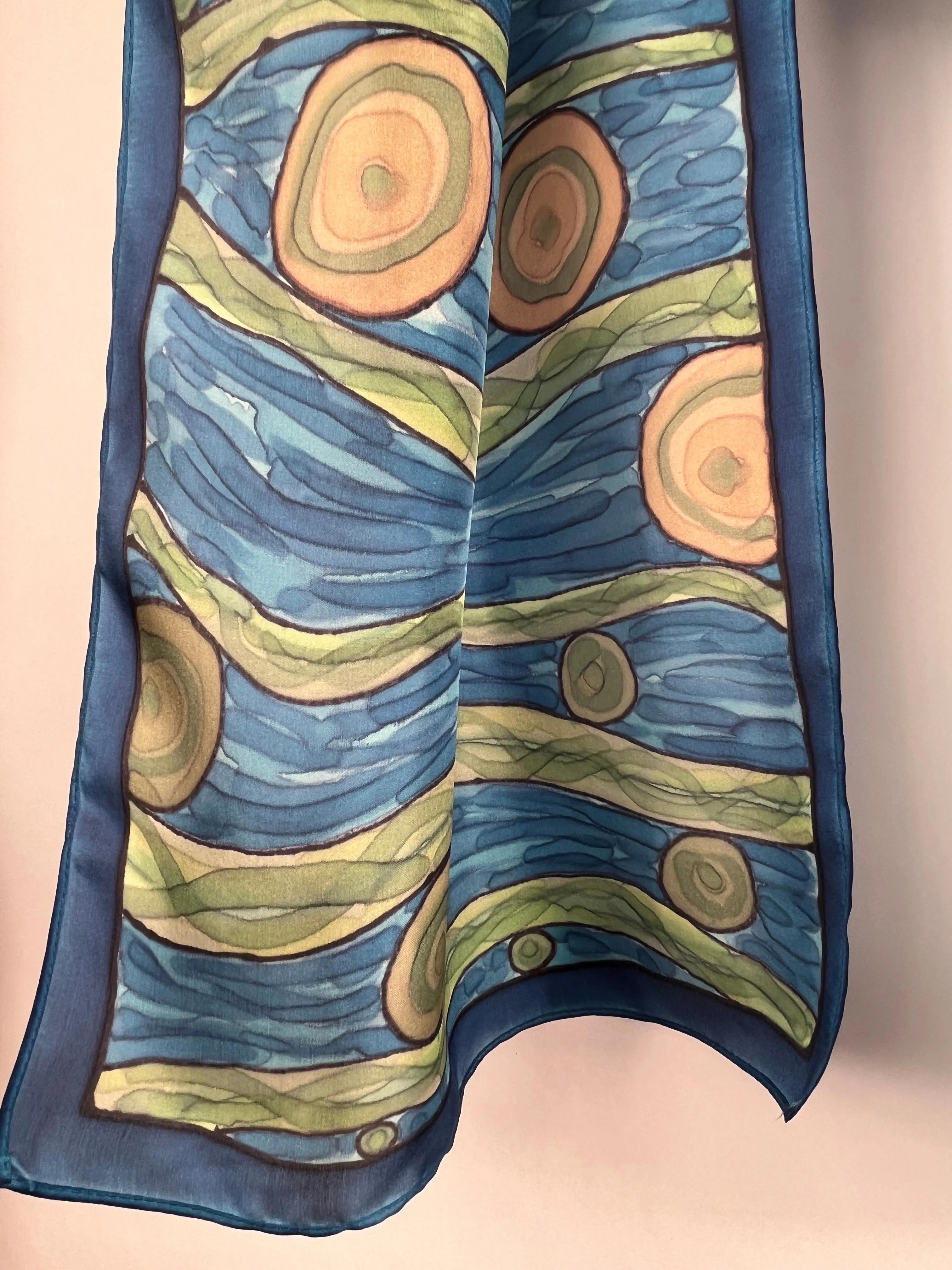 “Kelp Forest" - Hand-dyed Silk Scarf - $135