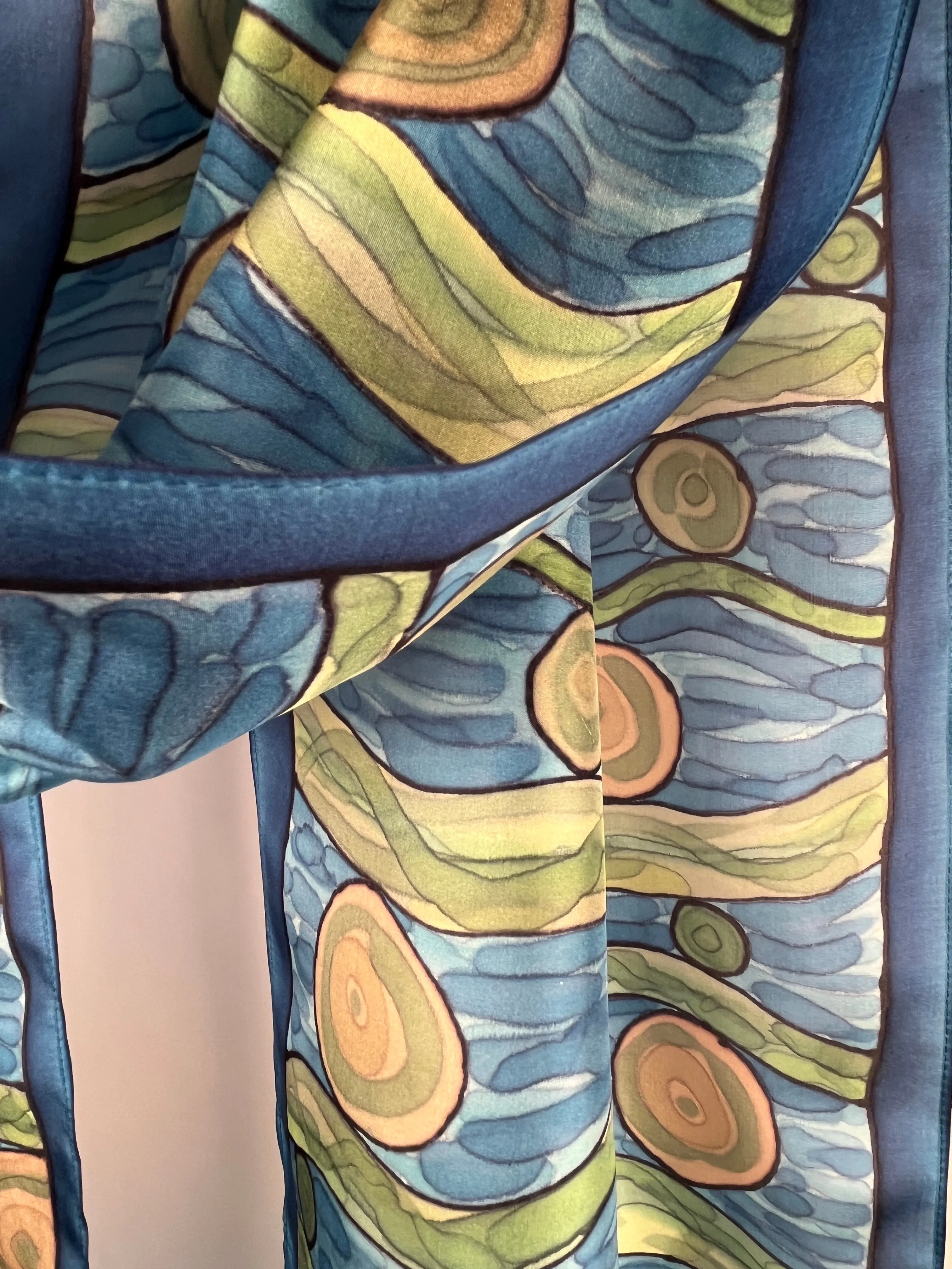 “Kelp Forest" - Hand-dyed Silk Scarf - $135