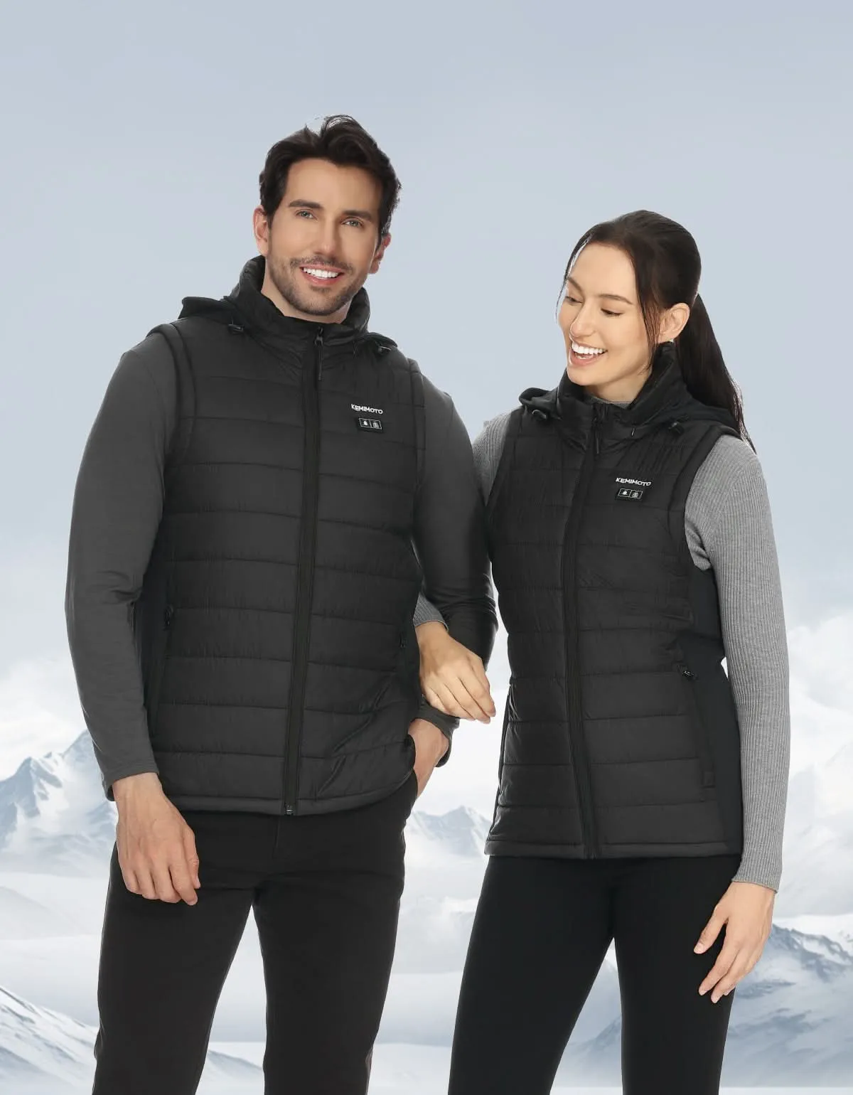 KEMIMOTO Heated Vest With Heated Hood - Black