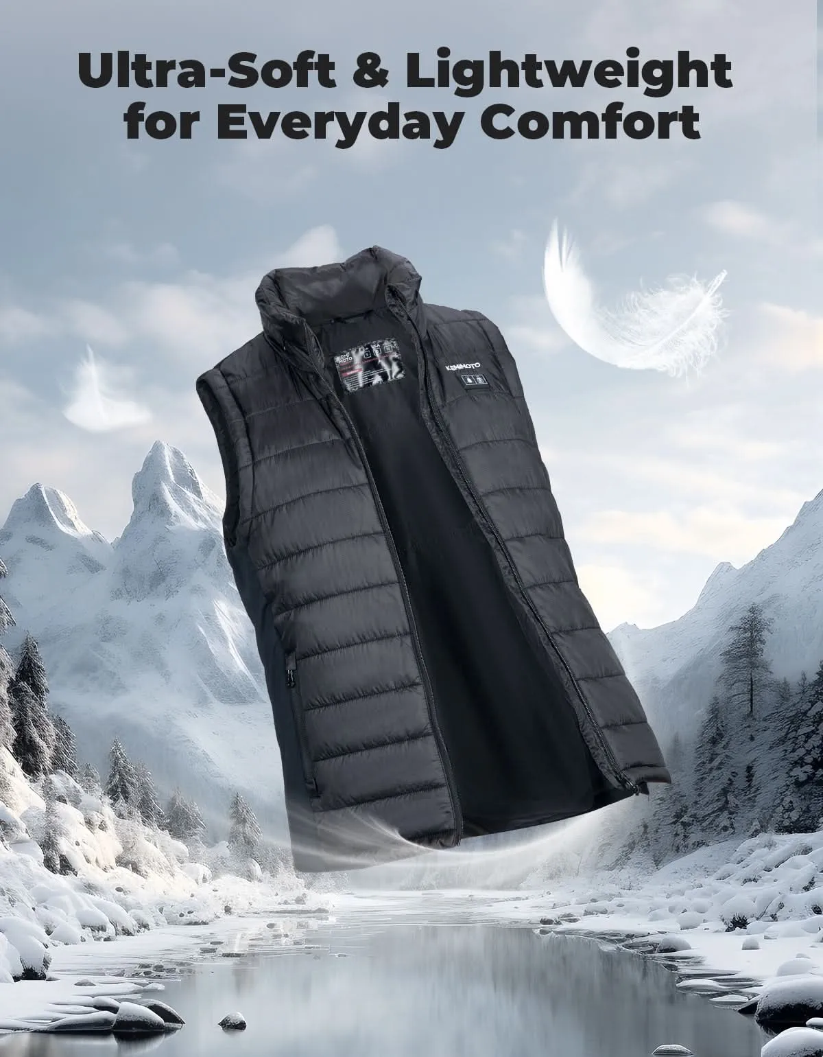 KEMIMOTO Heated Vest With Heated Hood - Black