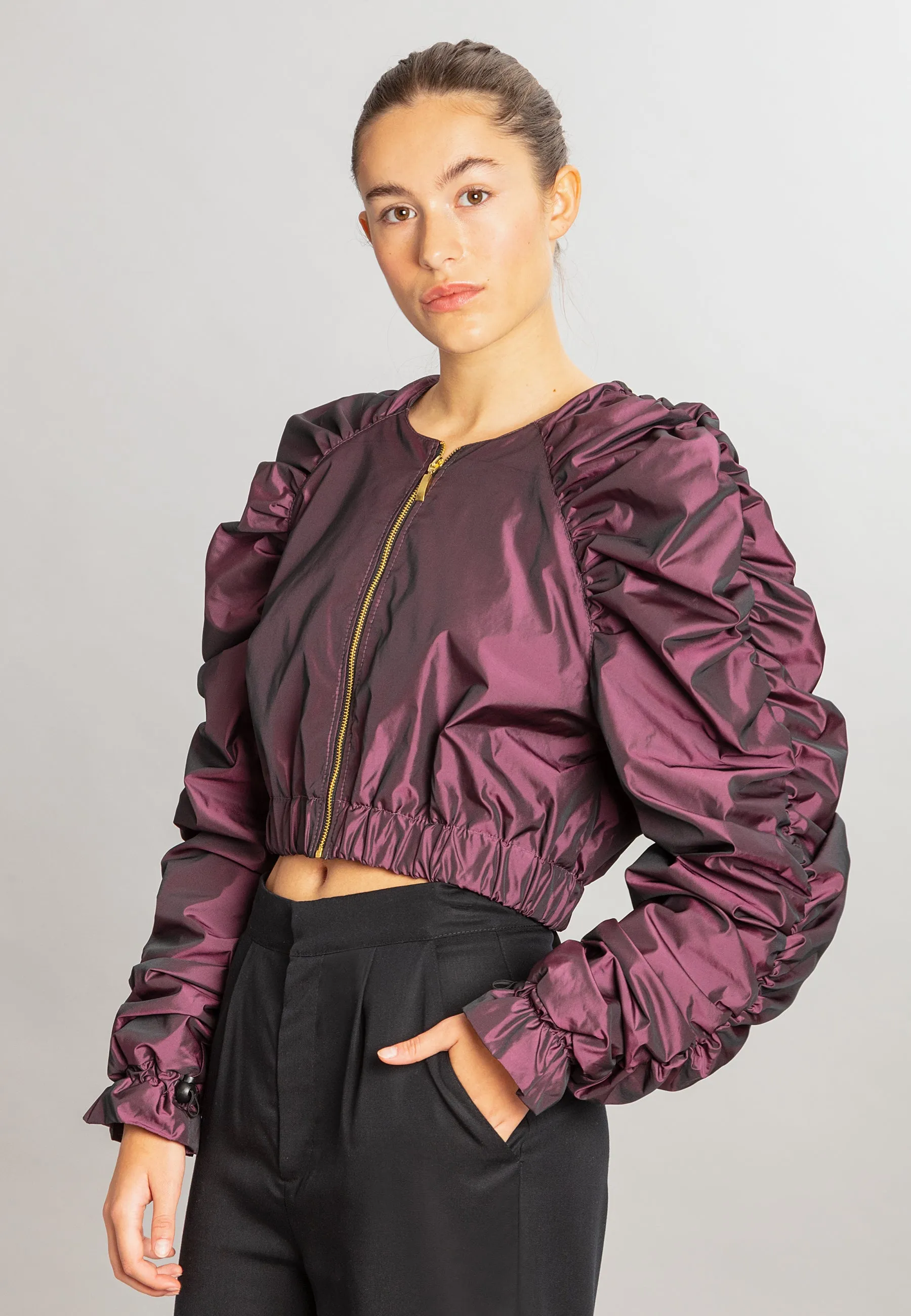 Kira Crop Jacket Grapefruit Purple