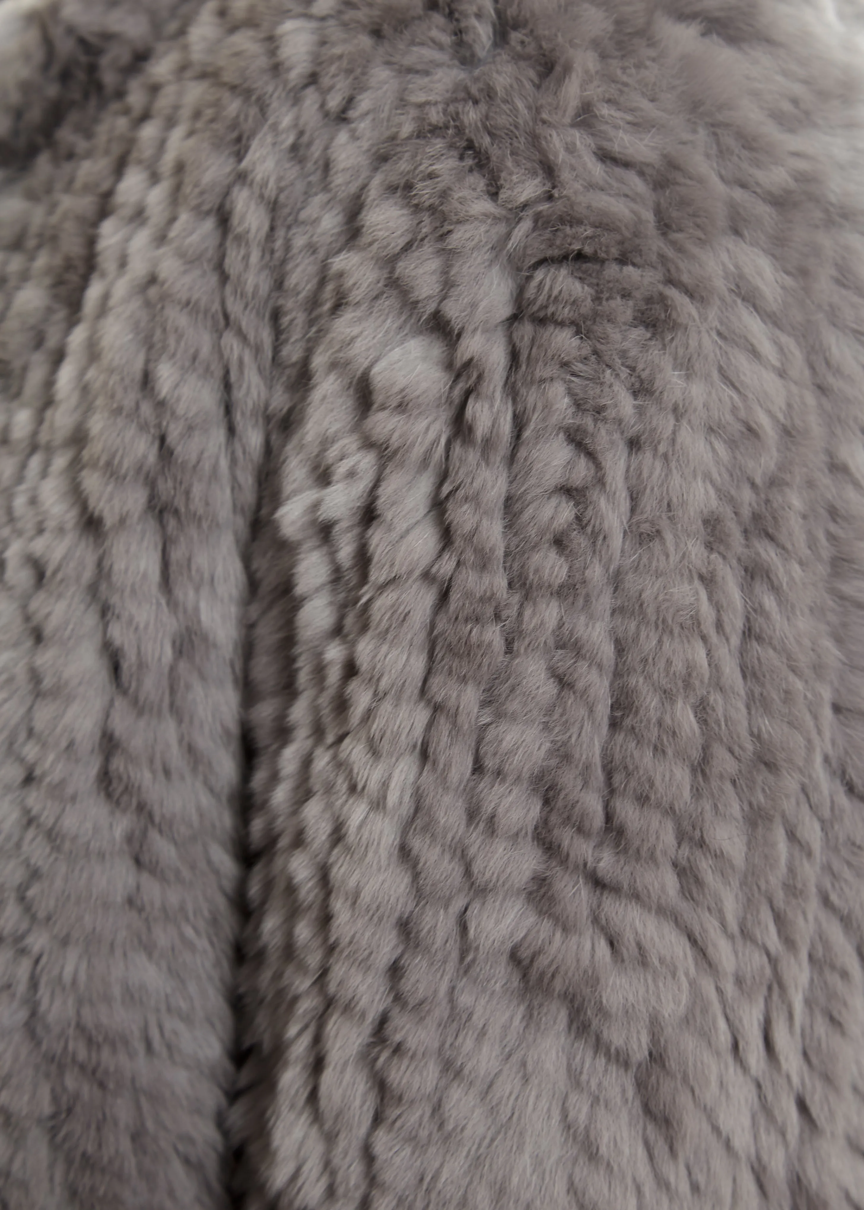 Knitted Rabbit Light Grey Genuine Fur Jacket