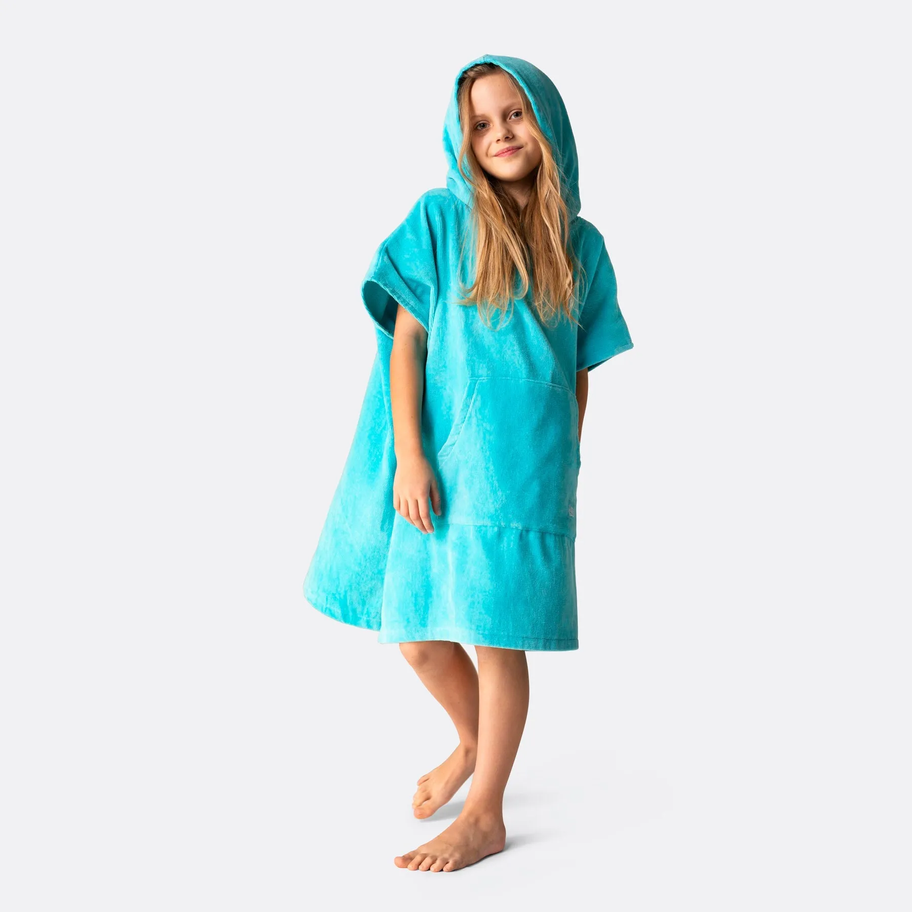 Korallenblauer Badeponcho Kinder