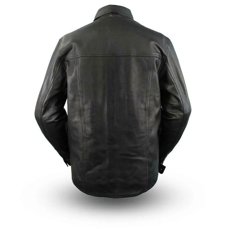 Leather motorcycle lightweight shirt - western biker club soft leather shirt