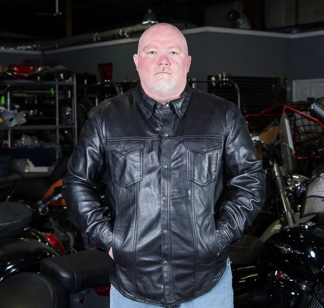 Leather motorcycle lightweight shirt - western biker club soft leather shirt