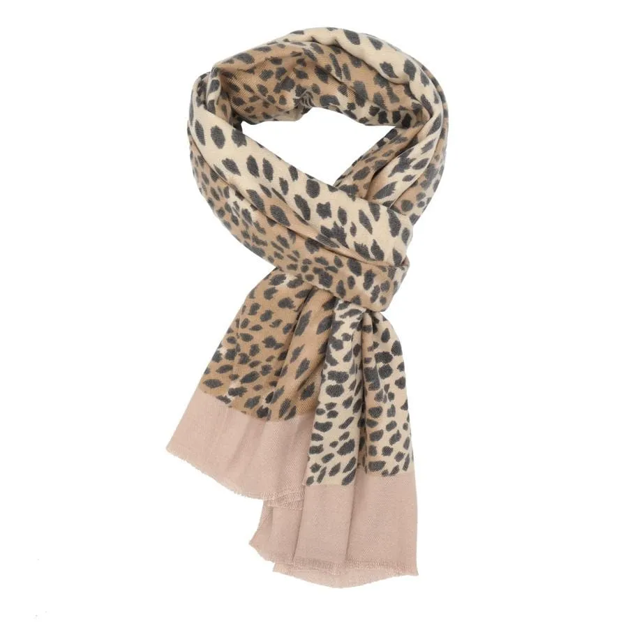 Leopard Print Scarf Cream