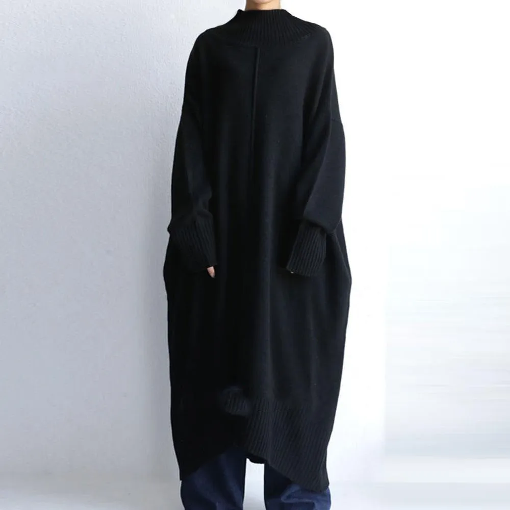 Loose Large Size Mid-length Turtleneck Dress Sweater