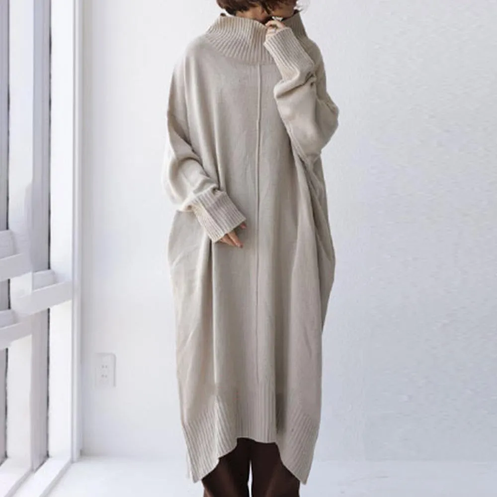 Loose Large Size Mid-length Turtleneck Dress Sweater