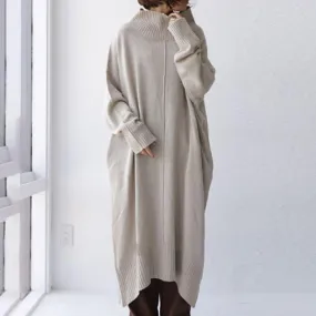 Loose Large Size Mid-length Turtleneck Dress Sweater