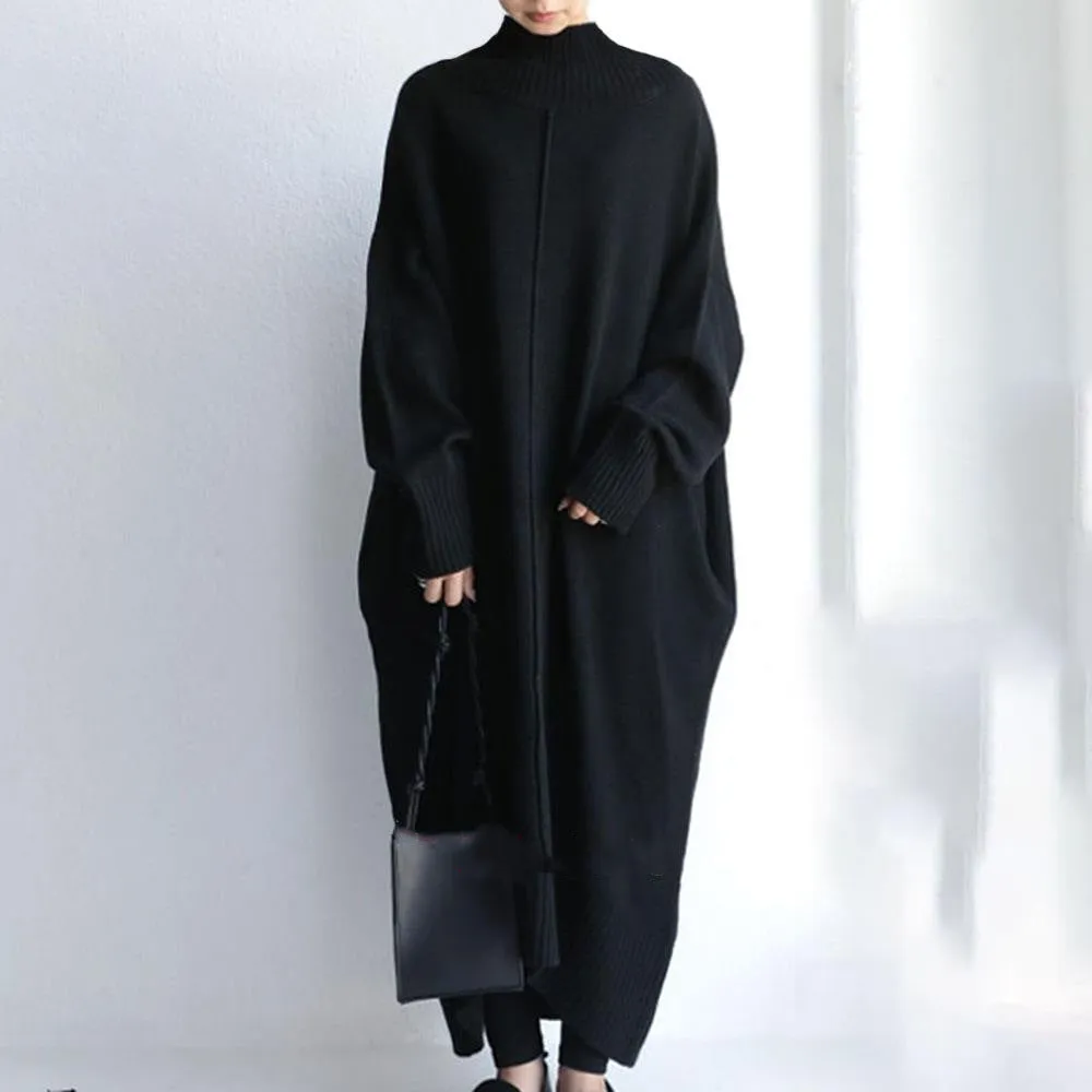 Loose Large Size Mid-length Turtleneck Dress Sweater