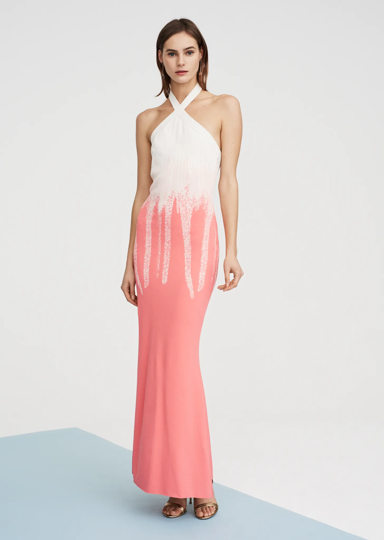 Maelyn - Halter Gown with Brush Stroke Ombré Design