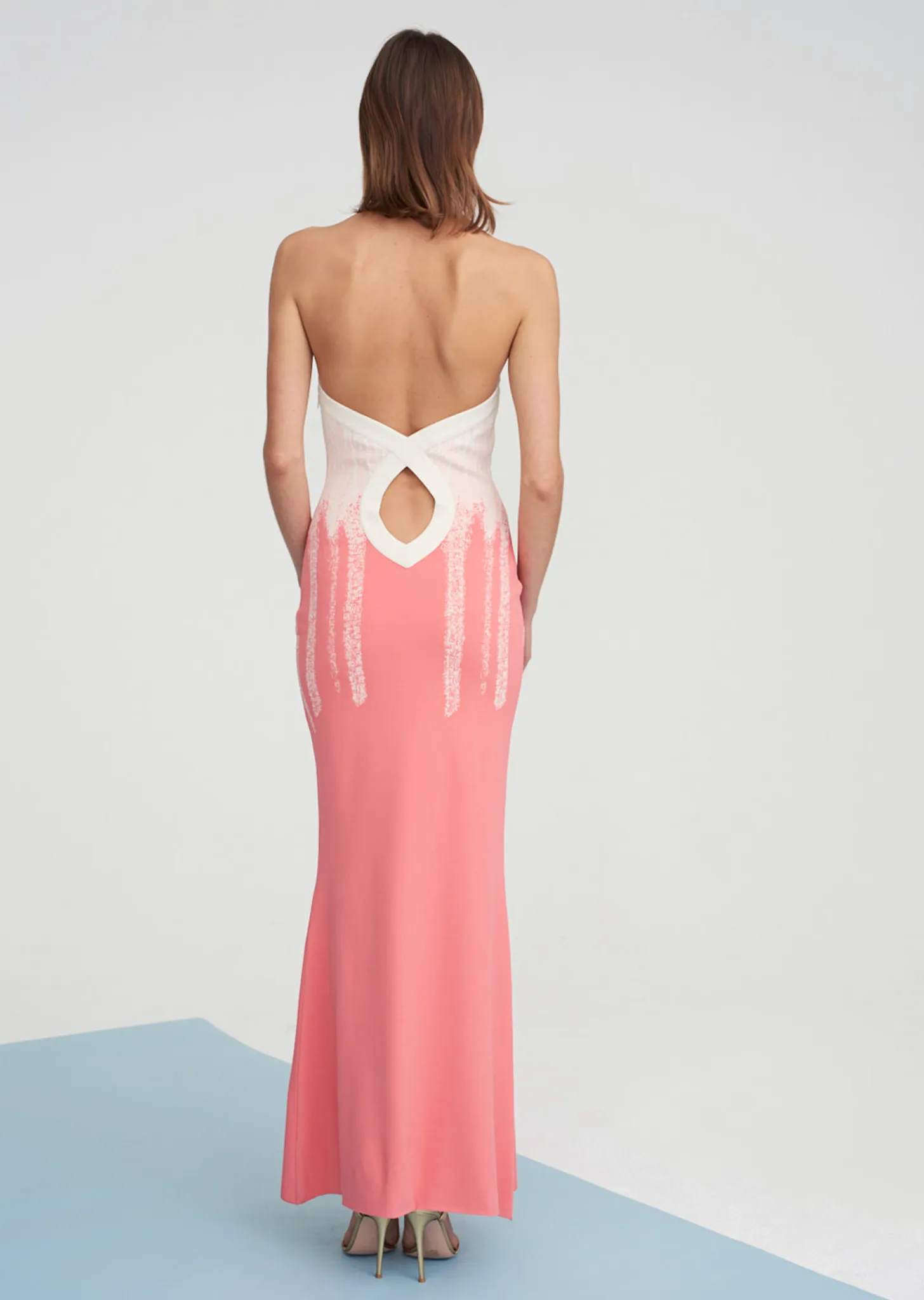 Maelyn - Halter Gown with Brush Stroke Ombré Design