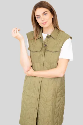 Magda Lang Quilted Vest - Lizard