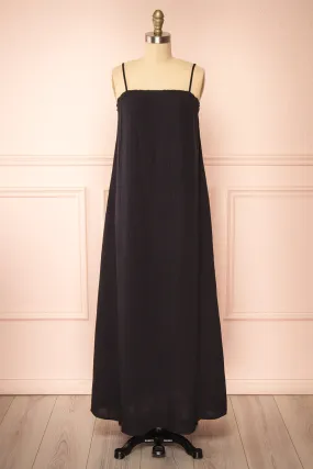 Marinet Black | Long Loose-Fitted Dress