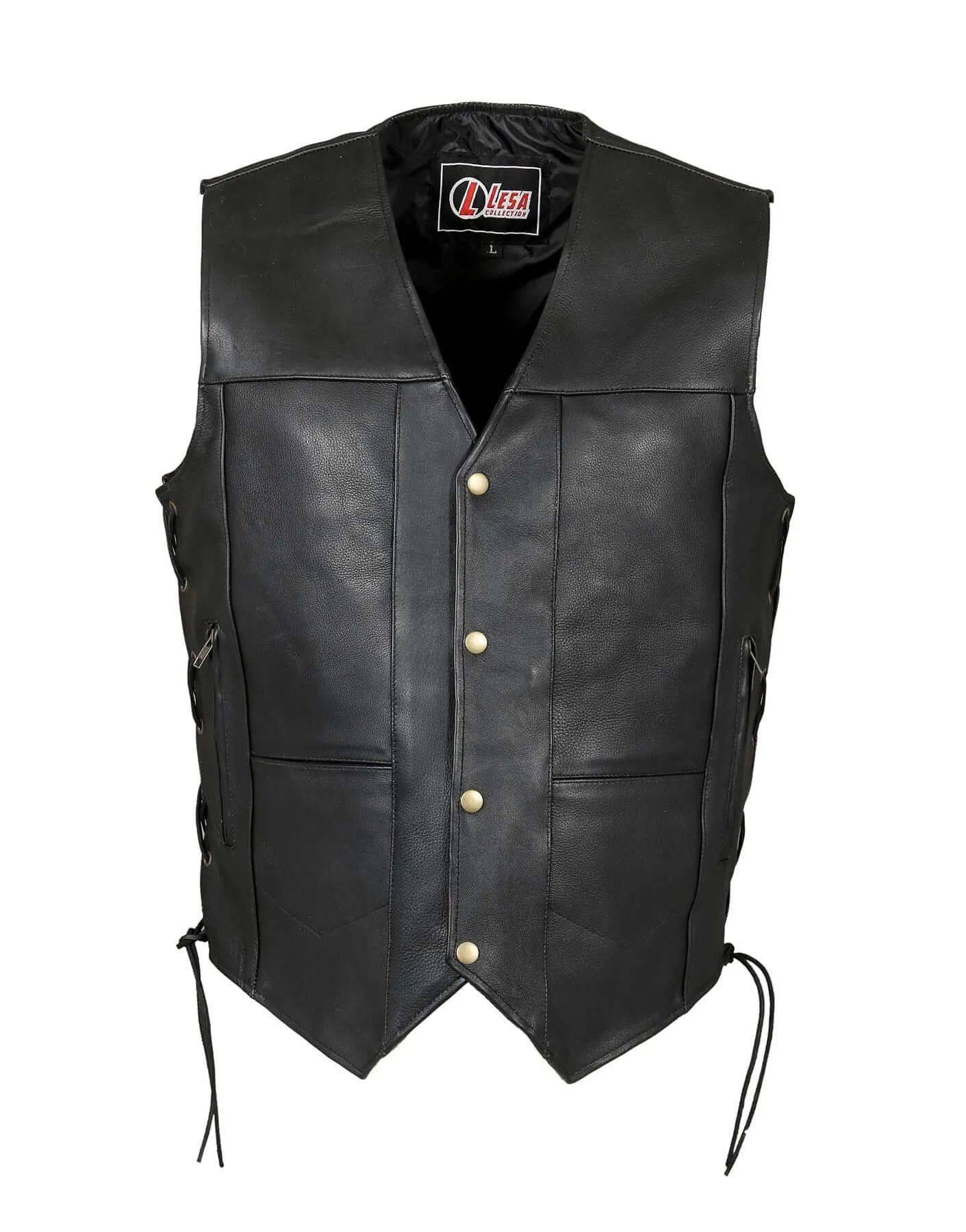 Men's 10 Pocket Pure Leather Biker Waistcoat Black & Brown